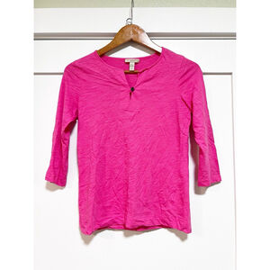 Burberry pink cotton 3/4 sleeve Henley tshirt women’s‎ size XS